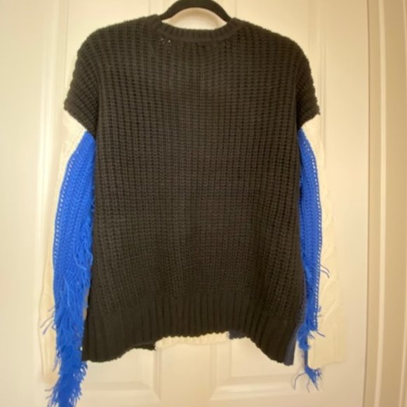 Free Generation Color Block Fringe Sleeve Sweater Size Small - Picture 2 of 11